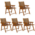 Kit 5 Cadeira Praia Dobrável Madeira Envernizada-tijolo