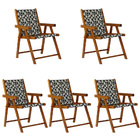 Kit 5 Cadeira Praia Dobrável Madeira Envernizada-triang Preto