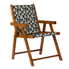 Kit 5 Cadeira Praia Dobrável Madeira Envernizada-triang Preto