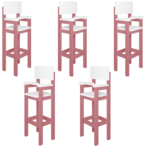 Kit 5 Cadeiras Alta Refeição Infantil Criança Restaurante Lan