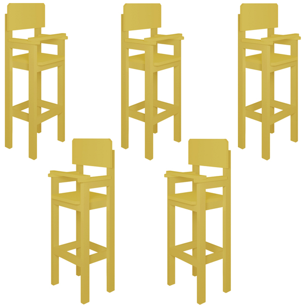 Kit 5 Cadeiras Alta Refeição Infantil Criança Restaurante Lan