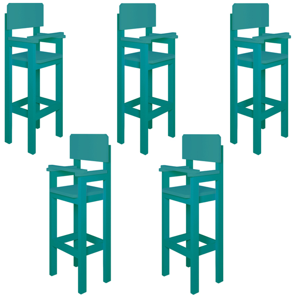 Kit 5 Cadeiras Alta Refeição Infantil Criança Restaurante Lan