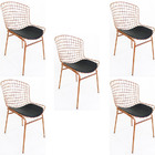 Kit 5 Cadeiras Bertóia Cobre Assento Preto Tubular - Poltrona