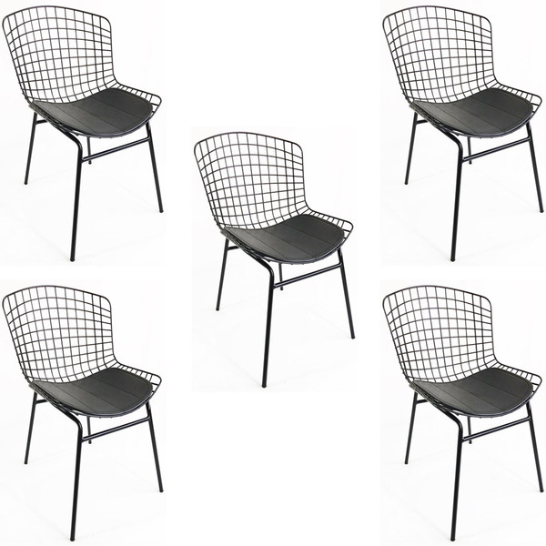 Kit 5 Cadeiras Bertóia Preta Tubular - Poltronas Do Sul