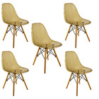 Kit 5 Cadeiras Charles Eames Cristal Eiffel Wood Designer Tra