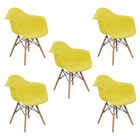 Kit 5 Cadeiras Charles Eames Eiffel Com Braço Amarela