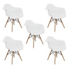 Kit 5 Cadeiras Charles Eames Eiffel Com Braço Preta Branca Be