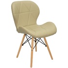 Kit 5 Cadeiras Charles Eames Eiffel Slim Wood Estofada - Bege