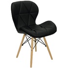 Kit 5 Cadeiras Charles Eames Eiffel Slim Wood Estofada - Preta