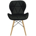 Kit 5 Cadeiras Charles Eames Eiffel Slim Wood Estofada - Preta