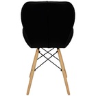 Kit 5 Cadeiras Charles Eames Eiffel Slim Wood Estofada - Preta