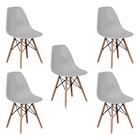 Kit 5 Cadeiras Charles Eames Eiffel Wood Design Branca Preta