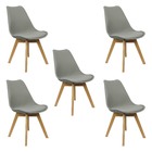 Kit 5 Cadeiras Charles Eames Leda Luisa Saarinen Design Wood