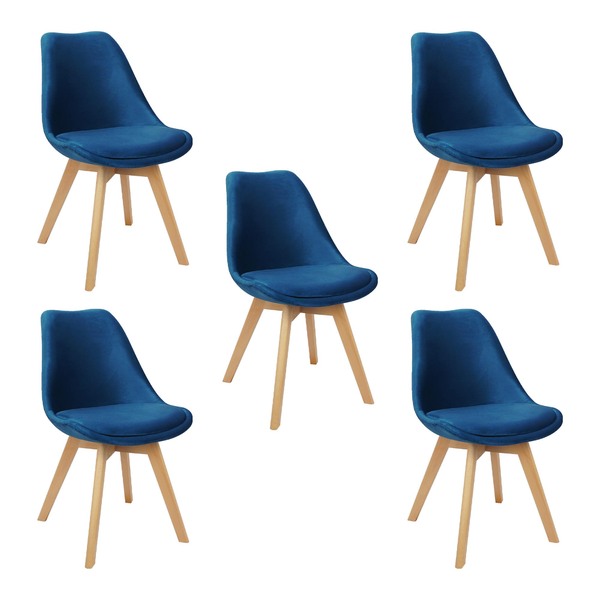 Kit 5 Cadeiras Charles Eames Leda Veludo Luisa Saarinen Estof