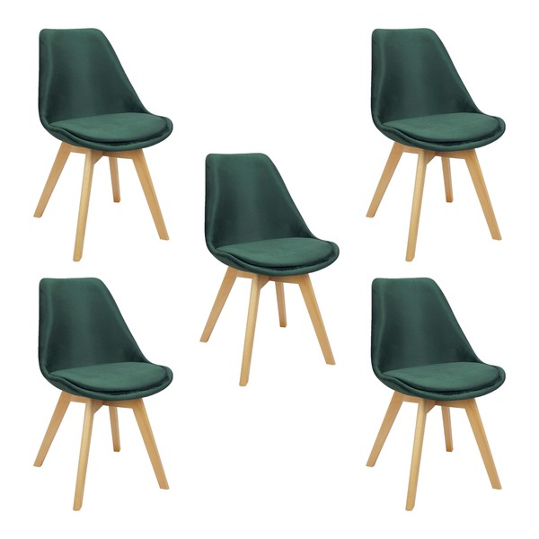 Kit 5 Cadeiras Charles Eames Leda Veludo Luisa Saarinen Estof