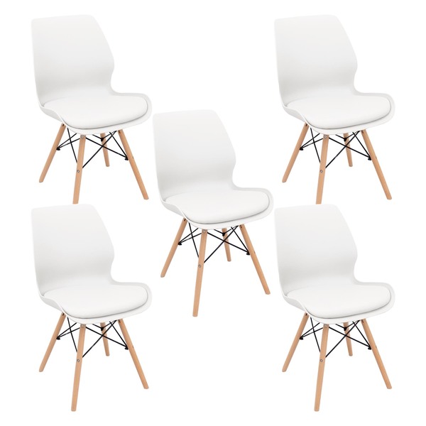 Kit 5 Cadeiras Charles Eames Rubi Sili Eiffel - Branco