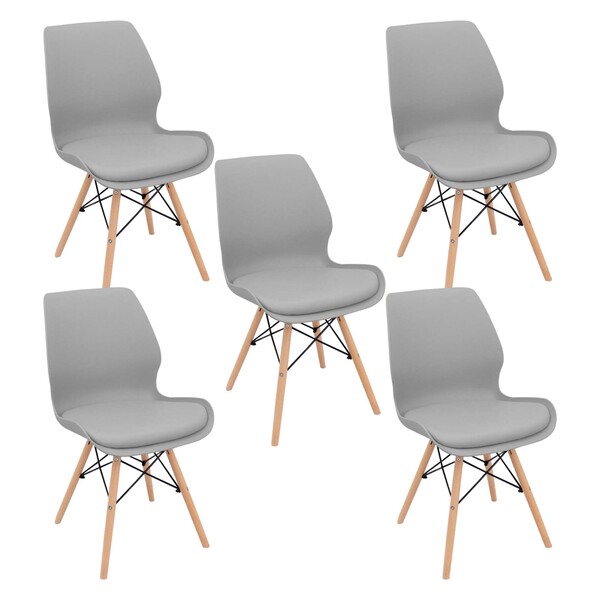 Kit 5 Cadeiras Charles Eames Rubi Sili Eiffel - Cinza