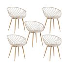 Kit 5 Cadeiras Clarice Nest Wood Com Apoio De Braço - Bege