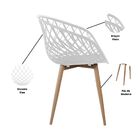 Kit 5 Cadeiras Clarice Nest Wood Com Apoio De Braço - Branco