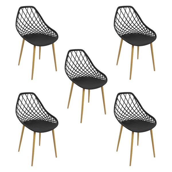 Kit 5 Cadeiras Cleo Cloe Clarice Web Jardim Assento Polipropi