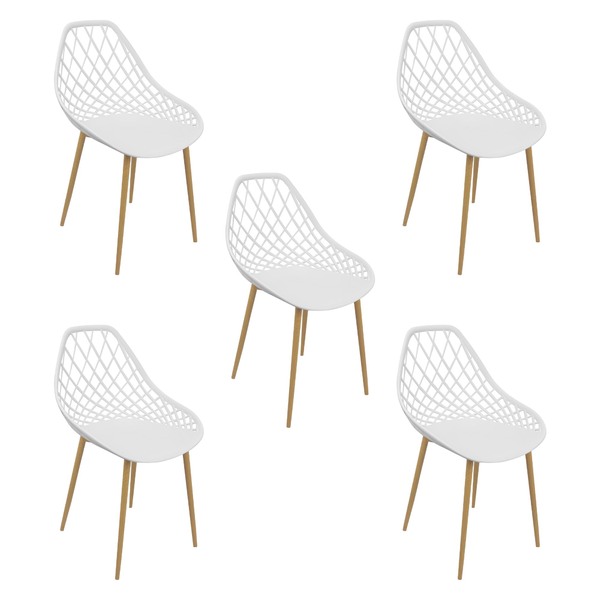 Kit 5 Cadeiras Cleo Cloe Clarice Web Jardim Assento Polipropi