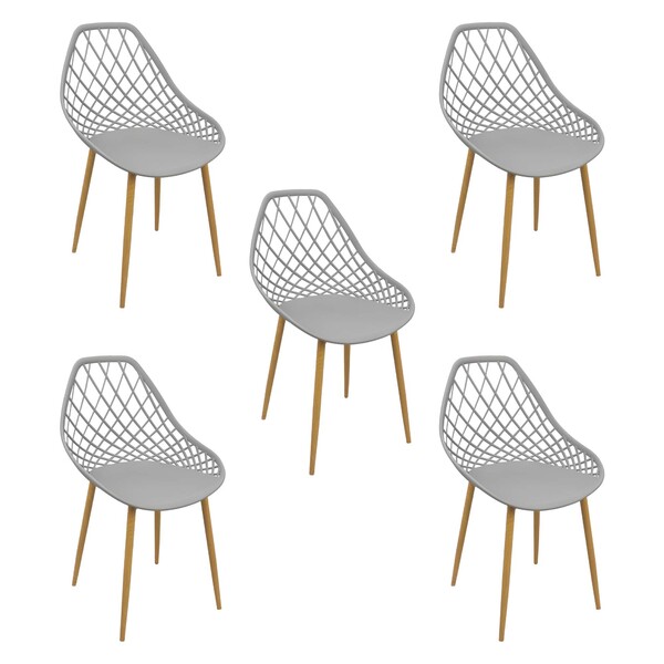 Kit 5 Cadeiras Cleo Cloe Clarice Web Jardim Assento Polipropi