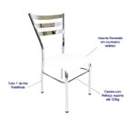 Kit 5 Cadeiras De Cozinha Com Reforço Cromada Assento Branco