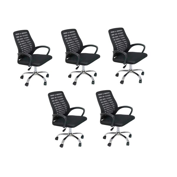 Kit 5 Cadeiras De Escritório Diretor Tela Mesh Cádis Preto