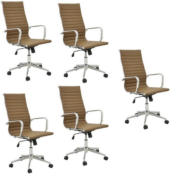 Kit 5 Cadeiras De Escritório Presidente Esteirinha Em Corino