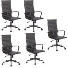 Kit 5 Cadeiras De Escritório Presidente Esteirinha Em Corino