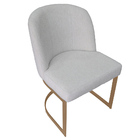 Kit 5 Cadeiras De Jantar Cléo Base Ouro Fosco Linho Bouclé Of