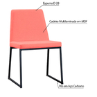 Kit 5 Cadeiras De Jantar Decorativa Base Aço Preto Javé Linho