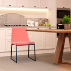 Kit 5 Cadeiras De Jantar Decorativa Base Aço Preto Javé Linho