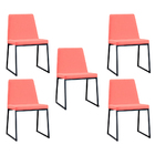Kit 5 Cadeiras De Jantar Decorativa Base Aço Preto Javé Linho