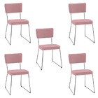 Kit 5 Cadeiras De Jantar Decorativa Base Aço Preto Luigi Linh