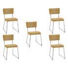 Kit 5 Cadeiras De Jantar Decorativa Base Aço Preto Luigi Linh