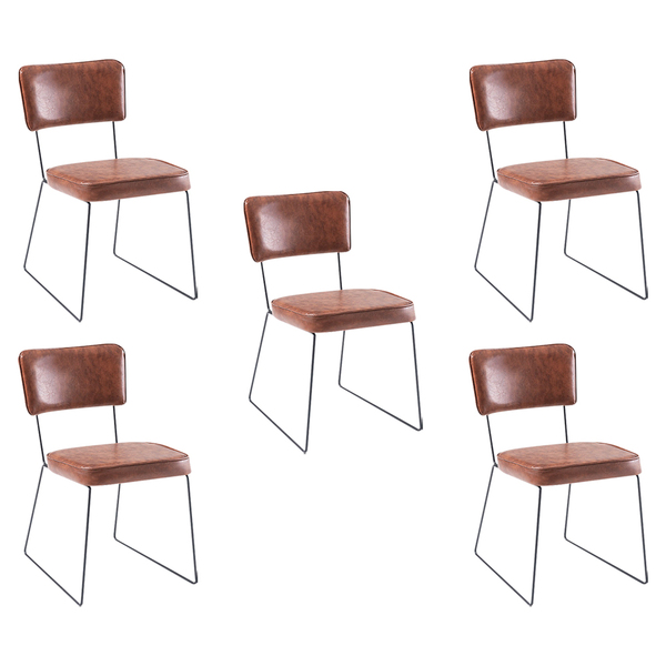 Kit 5 Cadeiras De Jantar Decorativa Base Aço Preto Luigi Pu C