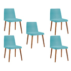 Kit 5 Cadeiras De Jantar Decorativa Pés Madeira Connie Linho