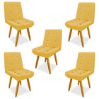 Kit 5 Cadeiras De Jantar Eames Estofada Suede Amarelo - Monta