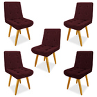 Kit 5 Cadeiras De Jantar Eames Estofada Suede Bordô - Montana