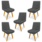 Kit 5 Cadeiras De Jantar Eames Estofada Suede Cinza - Montana