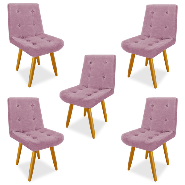 Kit 5 Cadeiras De Jantar Eames Estofada Suede Lilás - Montana