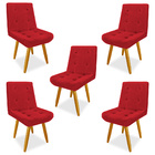 Kit 5 Cadeiras De Jantar Eames Estofada Suede Vermelho - Mont