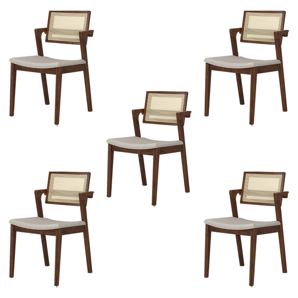 Kit 5 Cadeiras De Jantar Encosto De Tela Demetra Poliéster Of