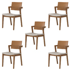 Kit 5 Cadeiras De Jantar Encosto Laminado Demetra Poliéster O
