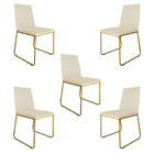 Kit 5 Cadeiras De Jantar Estofada Lille Base Gold Veludo Bege