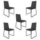 Kit 5 Cadeiras De Jantar Estofada Lille Base Preta Veludo Cin