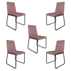 Kit 5 Cadeiras De Jantar Estofada Lille Base Preta Veludo Ros