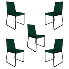 Kit 5 Cadeiras De Jantar Estofada Lille Base Preta Veludo Ver