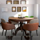 Kit 5 Cadeiras De Jantar Pés Em Aço Bronx Linho/pu Cinza/marr